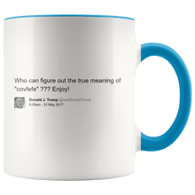 Load image into Gallery viewer, Trump Tweet - Meaning of "Covfefe" MAGA Mug - Trump Mug