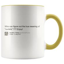 Load image into Gallery viewer, Trump Tweet - Meaning of "Covfefe" MAGA Mug - Trump Mug