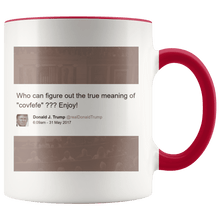 Load image into Gallery viewer, Trump Tweet - Meaning of "Covfefe" with House Background MAGA Mug - Trump Mug