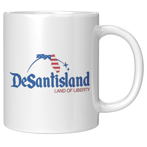 DeSantisland Ron DeSantis Florida Land of Liberty Mug BLUE Text