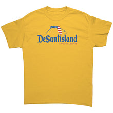 Load image into Gallery viewer, DeSantisland Ron DeSantis Florida Land of Liberty BLUE Text T-Shirt
