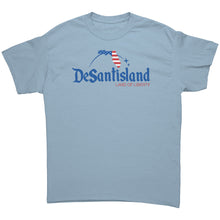 Load image into Gallery viewer, DeSantisland Ron DeSantis Florida Land of Liberty BLUE Text T-Shirt