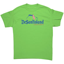 Load image into Gallery viewer, DeSantisland Ron DeSantis Florida Land of Liberty BLUE Text T-Shirt