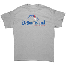 Load image into Gallery viewer, DeSantisland Ron DeSantis Florida Land of Liberty BLUE Text T-Shirt