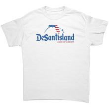 Load image into Gallery viewer, DeSantisland Ron DeSantis Florida Land of Liberty BLUE Text T-Shirt