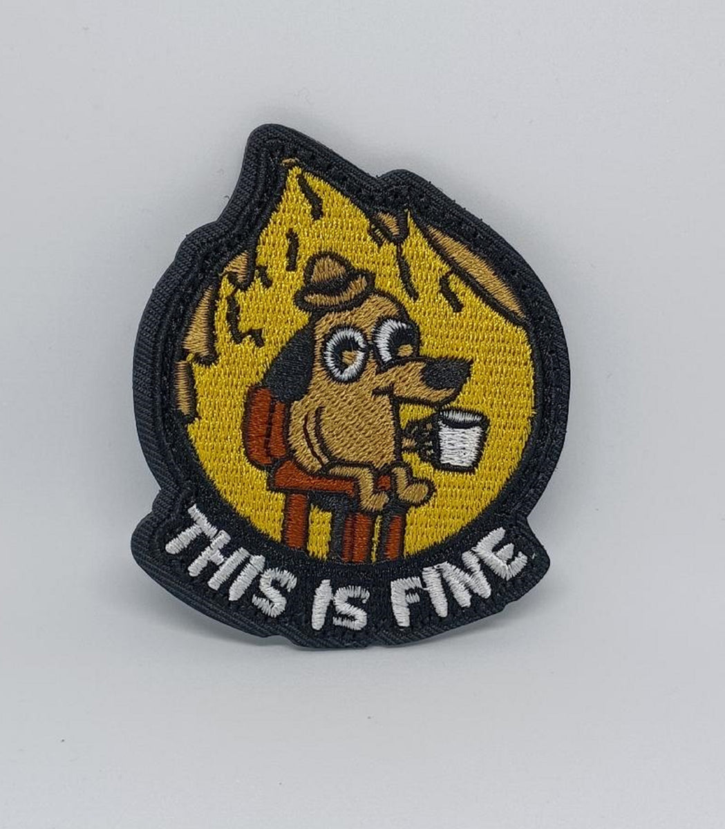 XMJY This Is Fine Dog Patch, Pcs Funny Meme Embroidered Patches, Tactical  Military Morale Patch