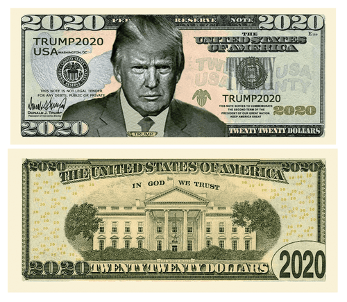 Donald Trump 2020 Serious Business Presidential Dollar Bill with Currency Holder - Trump Mug
