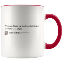 Load image into Gallery viewer, Trump Tweet - Meaning of "Covfefe" MAGA Mug - Trump Mug