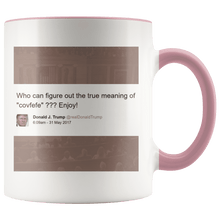 Load image into Gallery viewer, Trump Tweet - Meaning of "Covfefe" with House Background MAGA Mug - Trump Mug