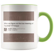 Load image into Gallery viewer, Trump Tweet - Meaning of "Covfefe" with House Background MAGA Mug - Trump Mug