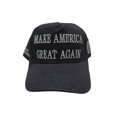 Dark MAGA Trump USA Flag Never Surrender Baseball Cap Hat GRAY TEXT