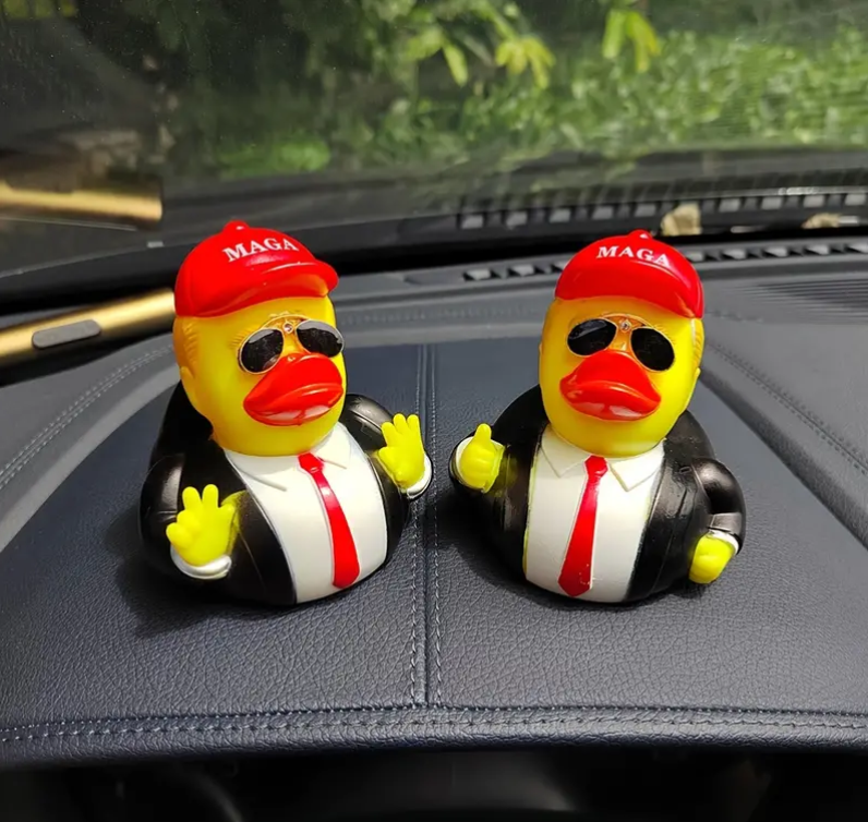 Set of 2 Different Rubber Duck Trump Funny Decoration MAGA Toys