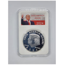Load image into Gallery viewer, Encased Save America Again Trump 2024 In God We Trust Collectible Coin SILVER