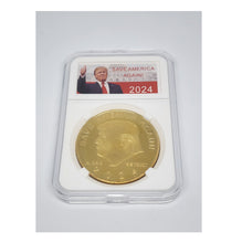 Load image into Gallery viewer, Encased Save America Again Trump 2024 In God We Trust Collectible Coin GOLD