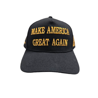 Dark MAGA Trump USA Flag Never Surrender Baseball Cap Hat GOLD TEXT