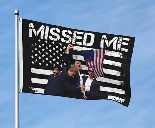 Trump Missed Me Rally Fist Pump 3x5 Feet MAGA Banner Flag