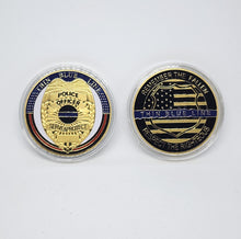 Load image into Gallery viewer, Police Officer Thin Blue Line Serve Protect Law Enforcement Gold Collectible Challenge Coin