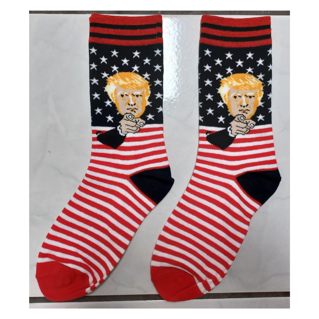 Trump MAGA Funny RWB Red White Blue Stars Stripes Adult Socks