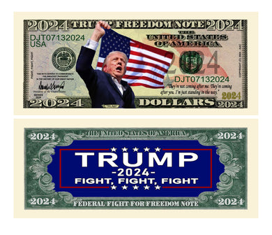 Donald Trump 2024 Fight for Freedom USA Dollar Bill with Currency Holder