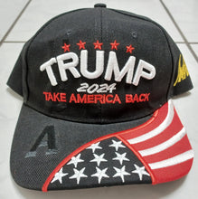 Load image into Gallery viewer, Trump 2024 Take America Back Stars Stripes Flag MAGA Hat BLACK