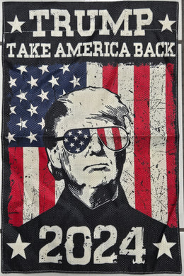 Trump 2024 Take America Back MAGA USA Red White Blue 12x18 Inch Garden Flag