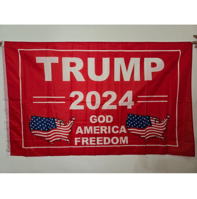Trump 2024 God America Freedom USA 3x5 Feet MAGA Banner Flag RED