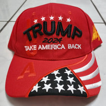 Load image into Gallery viewer, Trump 2024 Take America Back Stars Stripes Flag MAGA Hat RED