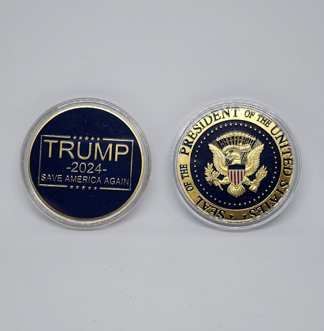 Trump 2024 Save America Again Seal President United States American Eagle Collectible Coin GOLD