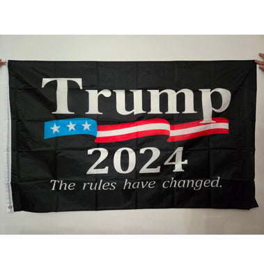 Trump 2024 The Rules Have Changed USA 3x5 Feet MAGA Banner Flag BLACK