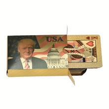 Load image into Gallery viewer, Donald Trump Gold Foil Waterproof Plastic Poker Deck Game Playing Cards MAGA USA