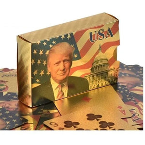 Donald Trump Gold Foil Waterproof Plastic Poker Deck Game Playing Cards MAGA USA