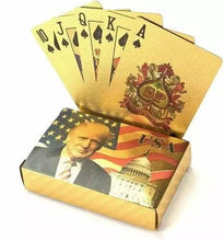 Load image into Gallery viewer, Donald Trump Gold Foil Waterproof Plastic Poker Deck Game Playing Cards MAGA USA