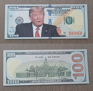 Trump MAGA Presidential Novelty Funny Money Green Hundred Dollar Bill