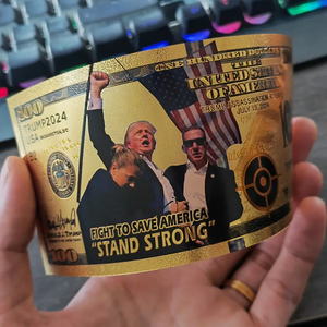 Gold Trump 2024 Fist Pump Rally USA Hundred Novelty Money Bill