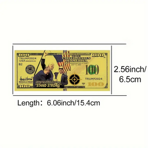 Gold Trump 2024 Fist Pump Rally USA Hundred Novelty Money Bill