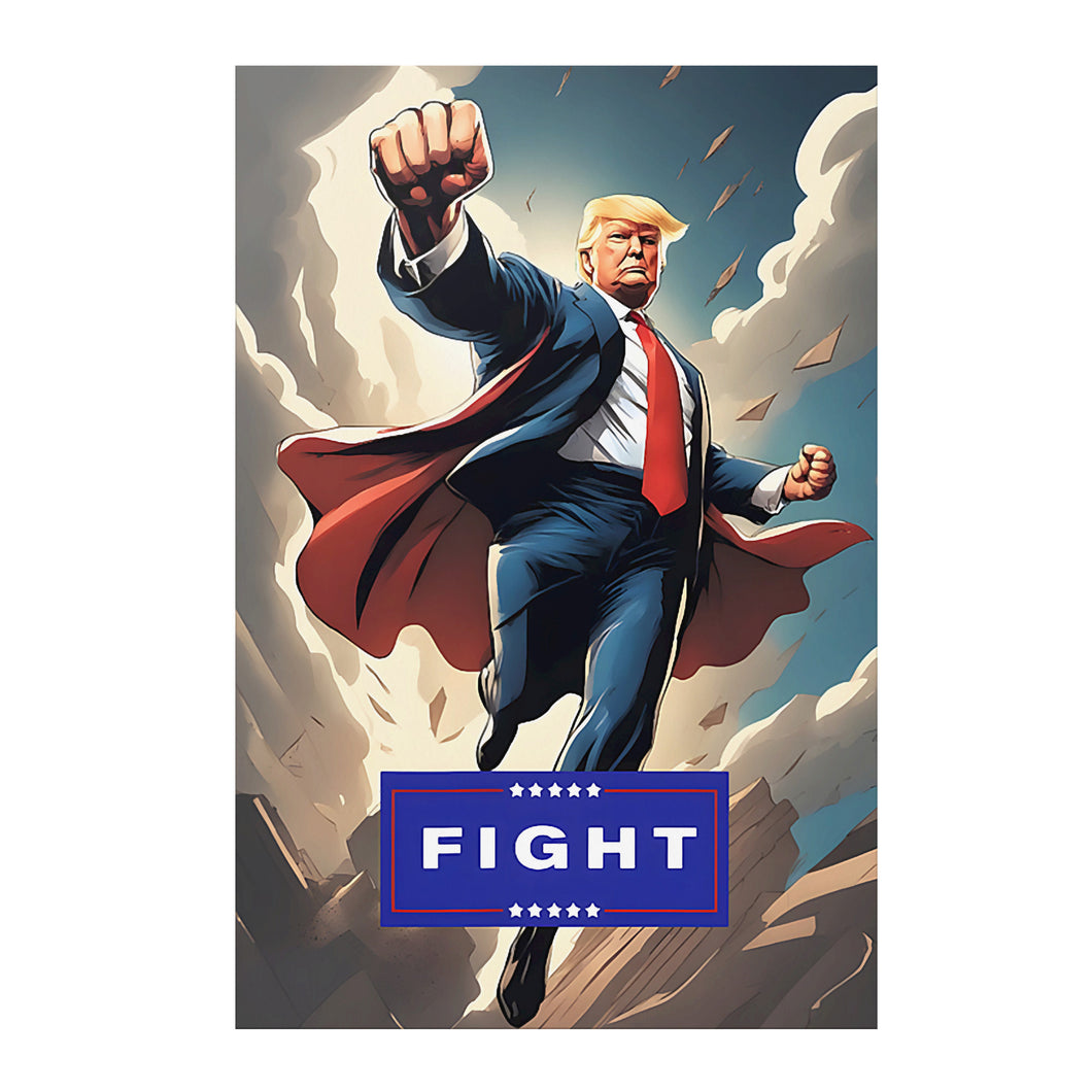 Trump Comic Book Superhero Fight MAGA Poster 12x18