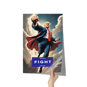 Trump Comic Book Superhero Fight MAGA Poster 12x18