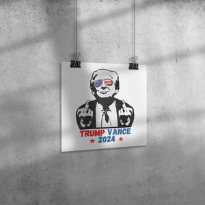 Trump USA Sunglasses Vance 2024 MAGA Poster 12x12