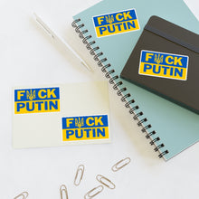 Load image into Gallery viewer, F Putin Ukraine Flag Sticker Sheet (Four 1.5&quot;x2.5&quot; Stickers)