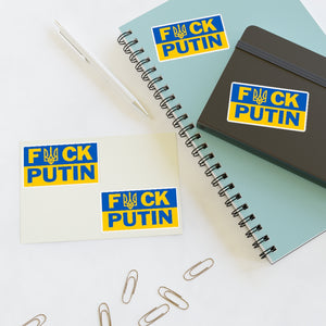 F Putin Ukraine Flag Sticker Sheet (Four 1.5"x2.5" Stickers)