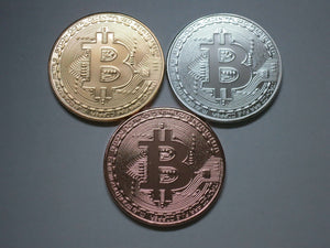 Set of Gold, Silver, and Copper Plated Color Bitcoins BTC Physical Cryptocurrency Collectible Coins - Trump Mug