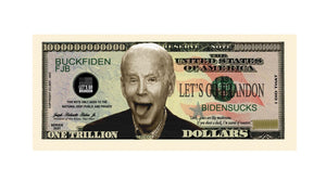 Joe Biden Sucks FJB Let's Go Brandon MAGA Trillion Dollar Bill with Currency Holder