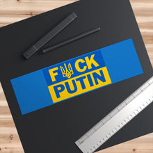 Load image into Gallery viewer, F Putin Ukraine Flag Bumper Sticker (3&quot; x 11.5&quot;)