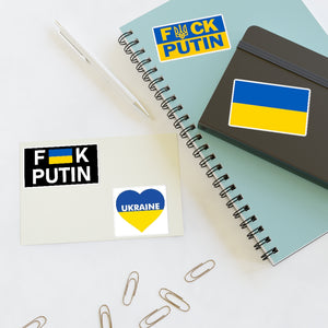 Support Ukraine F Putin Sticker Sheet (Four Different 1.5"x2.5" Stickers)