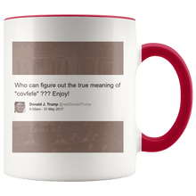 Load image into Gallery viewer, Trump Tweet - Meaning of &quot;Covfefe&quot; with House Background MAGA Mug - Trump Mug