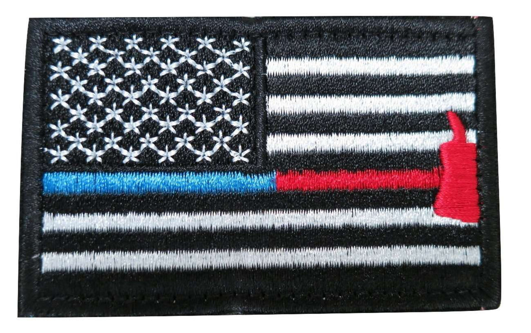 Thin Blue Red Line Axe USA Flag Patch Tactical American Police Law Enforcement Firefighter Emergency Rescue Hook & Loop Patch - Trump Mug