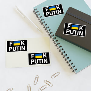 F Putin Ukraine Black Sticker Sheet (Four 1.5"x2.5" Stickers)