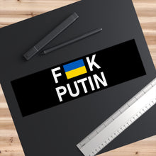 Load image into Gallery viewer, F Putin Ukraine Black Bumper Sticker (3&quot; x 11.5&quot;)