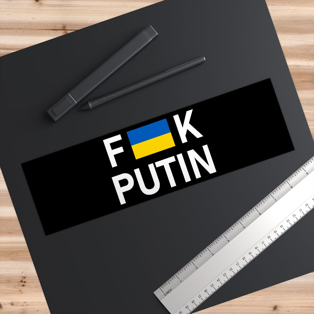 F Putin Ukraine Black Bumper Sticker (3