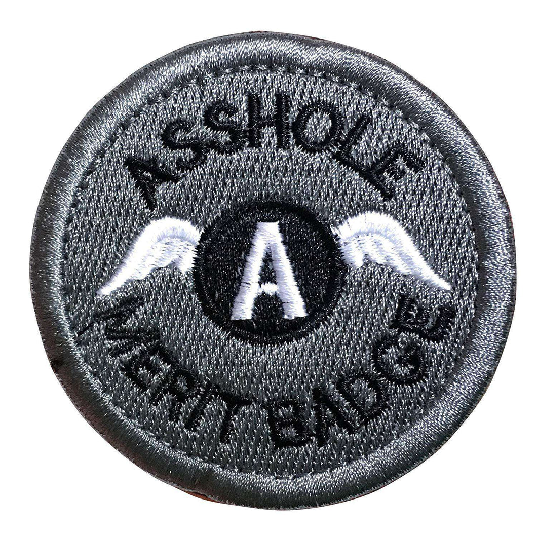 Asshole Merit Badge Police Military Tactical Morale Hook & Loop Patch (Gray) - Trump Mug